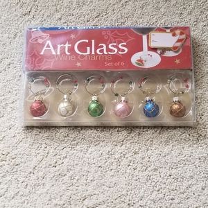 Art Glass Wine Charms Set of 6